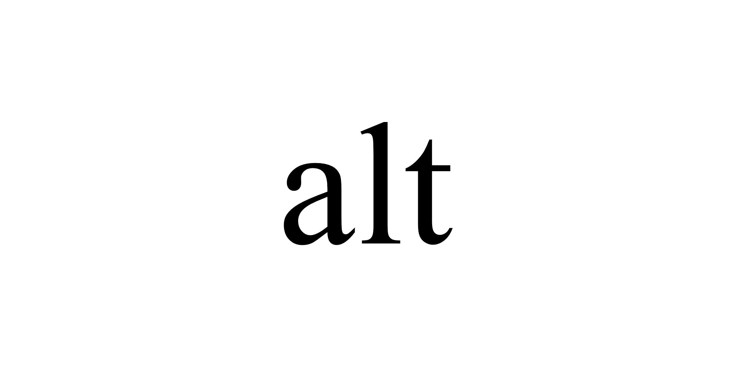 Minimal graphic with the word “alt,” encouraging the addition of alt descriptions to images.