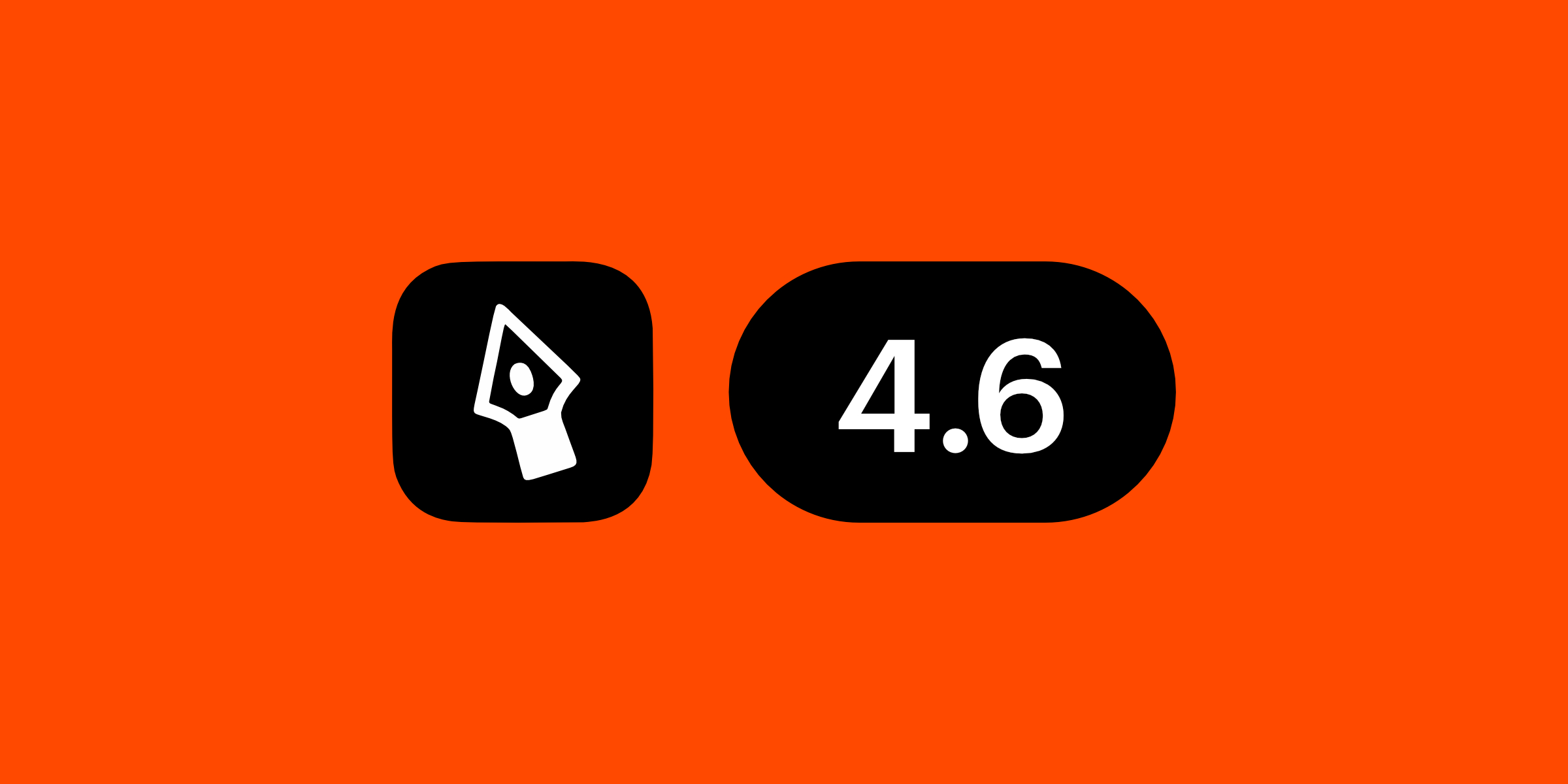 A bright orange background showing the RoboFont app icon and the number 4.6 inside a black rounded rectangle.