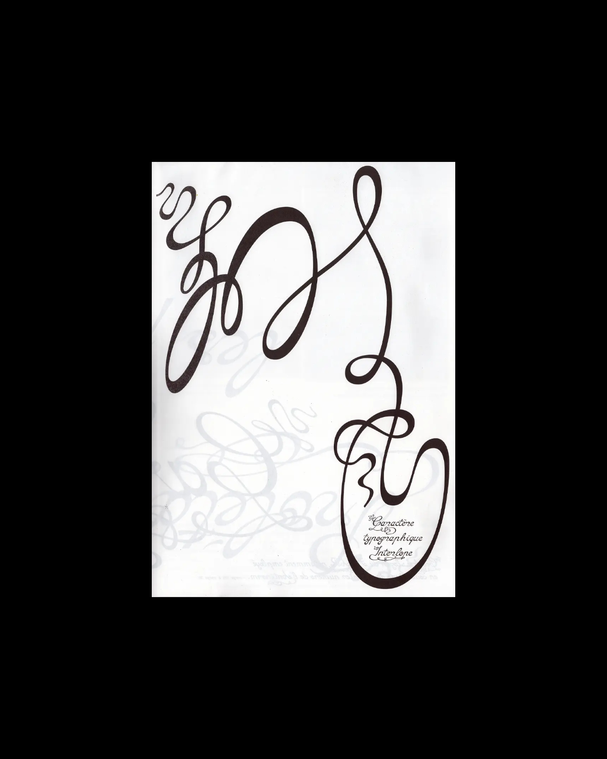 An Interlope specimen back cover showing a decorative ornament from the typeface in black on a white background.