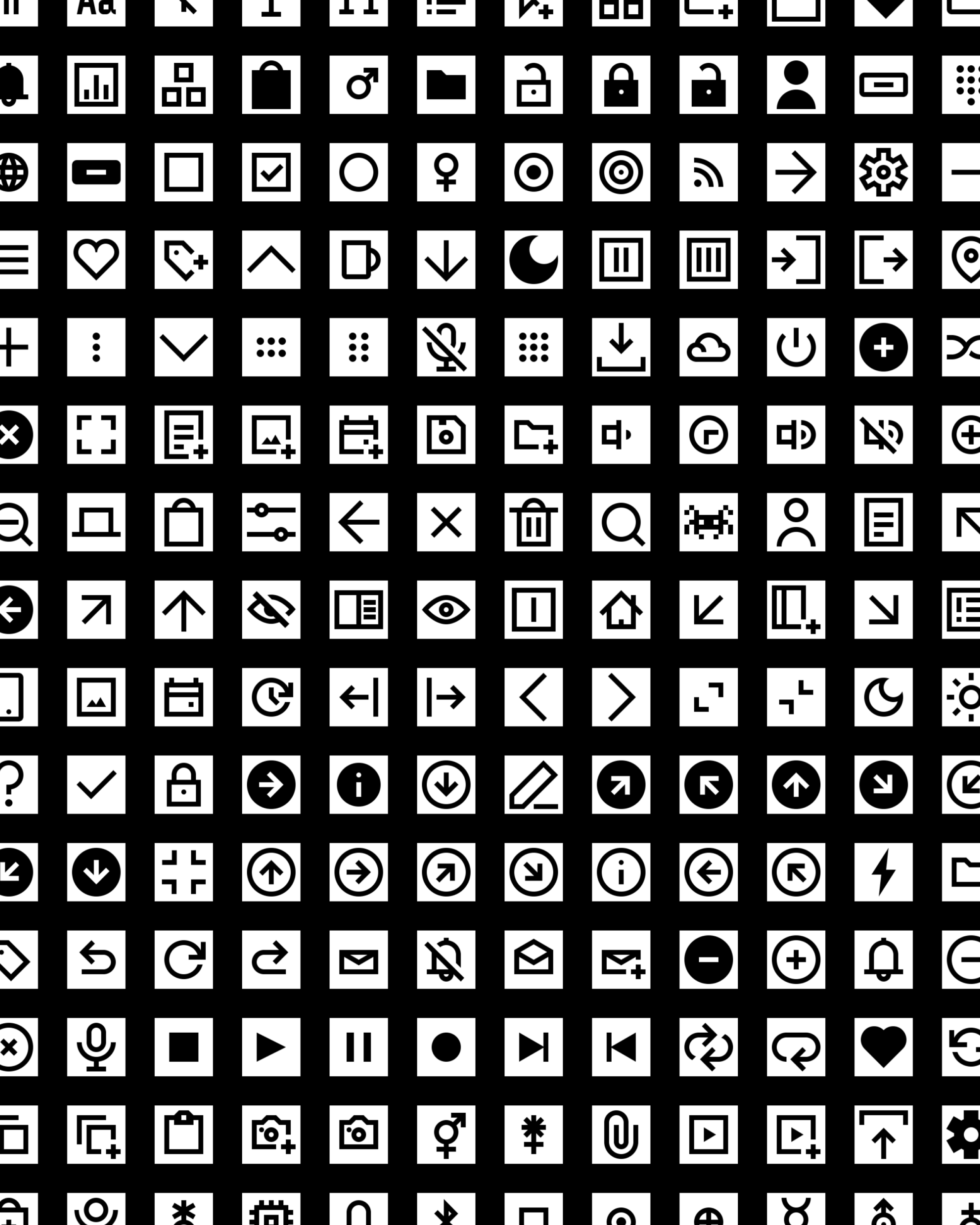 A preview of select icons from Monico, an open-source icon pack designed by crc.studio.